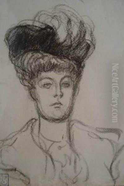 Portrait De Femme Oil Painting by Theophile Alexandre Steinlen