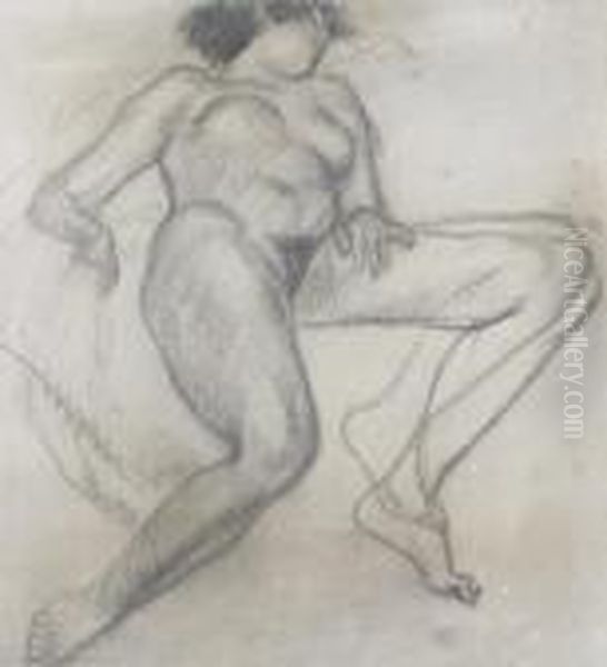 Femme Nue Allongee Oil Painting by Theophile Alexandre Steinlen