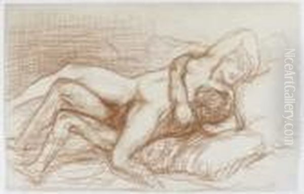 Couple Enlace Oil Painting by Theophile Alexandre Steinlen