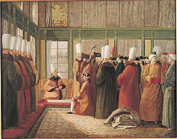 Reception of the French Ambassador by the Grand Vizier in Constantinople Oil Painting by Francis Smith