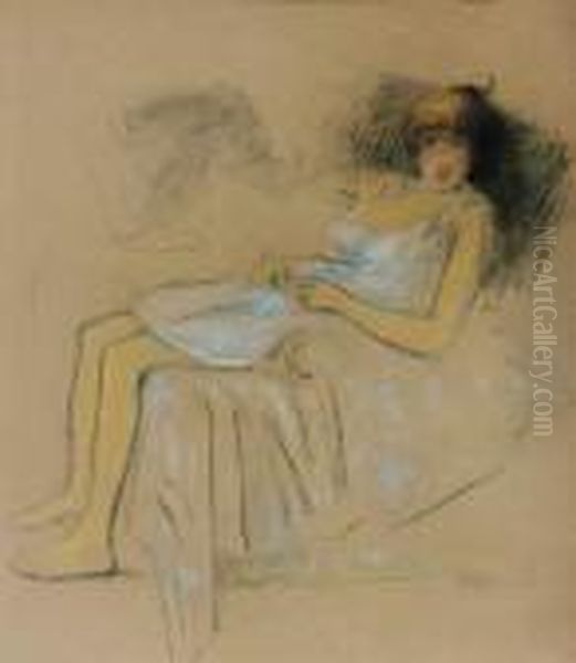 Modele Au Repos Oil Painting by Theophile Alexandre Steinlen