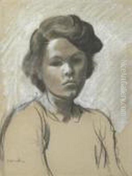 Portrait De Colette, Fille De L'artiste Oil Painting by Theophile Alexandre Steinlen