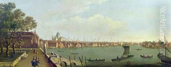 London Bridge and the City from Somerset House Oil Painting by Francis Smith