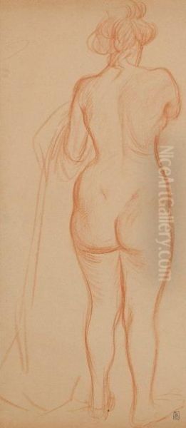 Femme Nue Oil Painting by Theophile Alexandre Steinlen