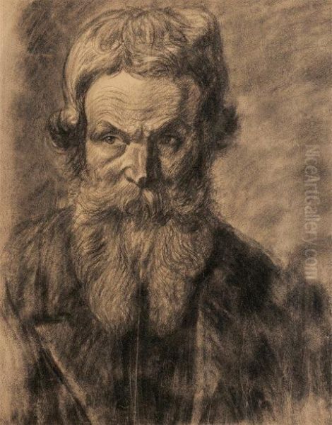 Portrait De Leon Tolstoi Oil Painting by Theophile Alexandre Steinlen