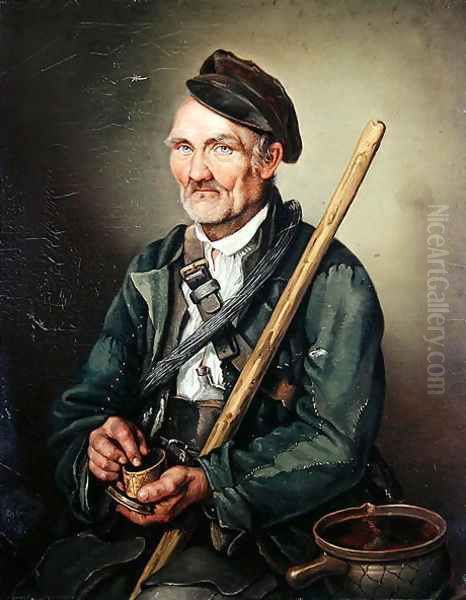 The Pot Binder from Botteroder, 1842 Oil Painting by Johann Georg Soemmer