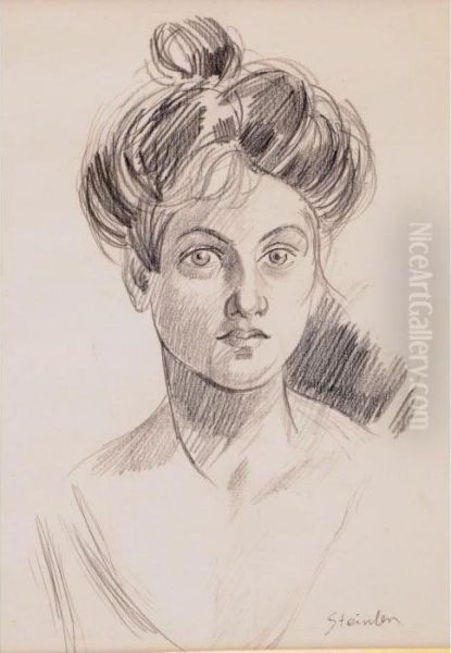  Portrait De Femme En Buste  Oil Painting by Theophile Alexandre Steinlen