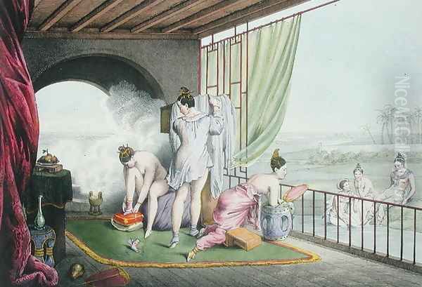 Bathers at their toilet, published 1824-27 Oil Painting by Louis Jacques Nicolas Schaal