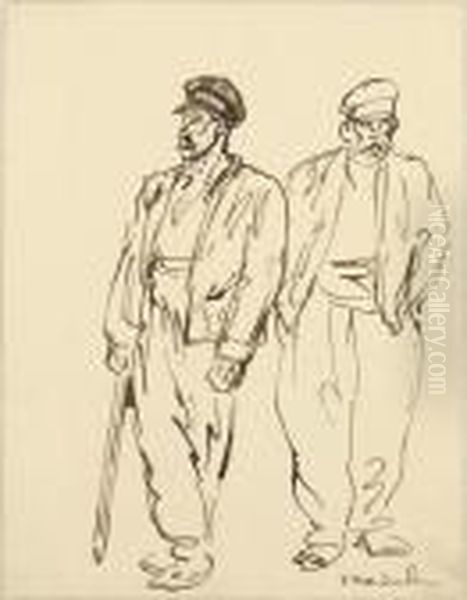 Study Of Two Men Oil Painting by Theophile Alexandre Steinlen