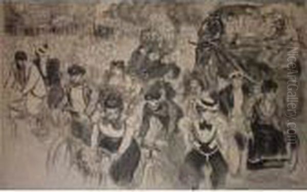 Les Cyclistes Oil Painting by Theophile Alexandre Steinlen