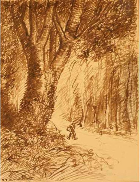 Vagabond Dans Un Sous-bois Oil Painting by Theophile Alexandre Steinlen