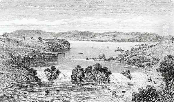 The Ripon Falls - the Nile flowing out of Victoria Nyanza, from Journal of the Discovery of the Source of the Nile by Speke, published 1863 Oil Painting by John Hanning Speke