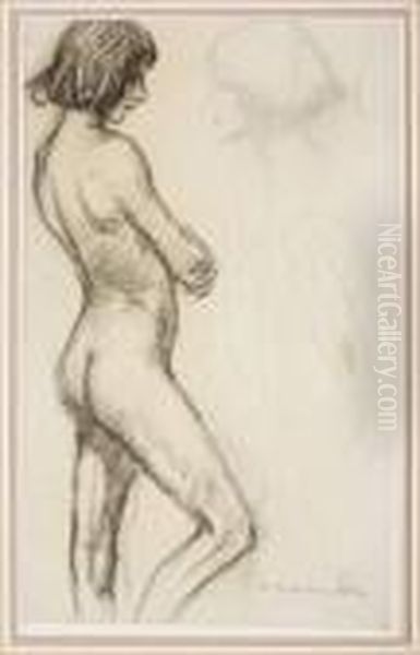 Jeune Femme Nue Oil Painting by Theophile Alexandre Steinlen