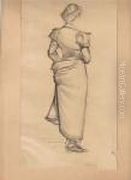 Etude De Femme De Dos. Oil Painting by Theophile Alexandre Steinlen