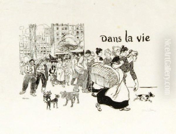 Dans La Rue. Chansons Et Monologues. Dessins De Steinlen. Oil Painting by Theophile Alexandre Steinlen