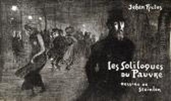 Paris La Nuit. Couverture Pour Les Soliloques Du Pauvre De Jehan Rictus. Oil Painting by Theophile Alexandre Steinlen