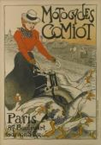 Motocycles Comiot, From Le Maitres Del'affiche Oil Painting by Theophile Alexandre Steinlen