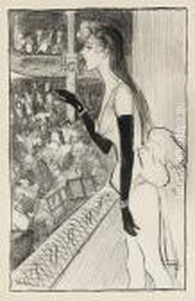 Yvette Gilbert Au Theatre Oil Painting by Theophile Alexandre Steinlen