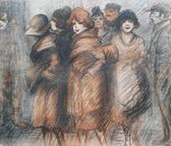 Prostitutes Oil Painting by Theophile Alexandre Steinlen