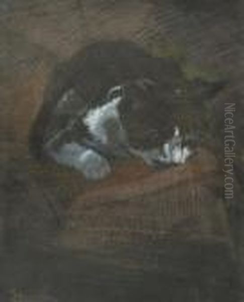 Cat Oil Painting by Theophile Alexandre Steinlen