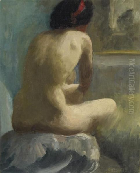 Sitzender Ruckenakt Oil Painting by Theophile Alexandre Steinlen