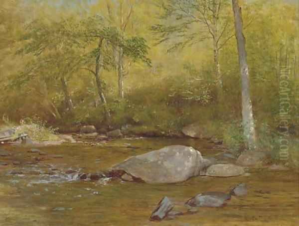 Rocks in Spring, Farmington River Oil Painting by Aaron Draper Shattuck