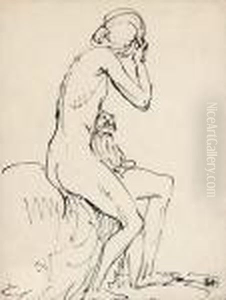 Nudo Di Schiena Oil Painting by Theophile Alexandre Steinlen