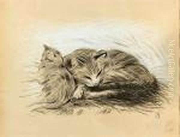 Deux Chats Oil Painting by Theophile Alexandre Steinlen