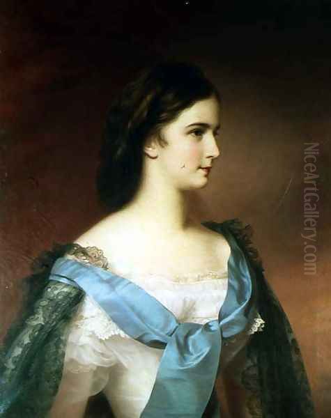 Empress Elizabeth of Bavaria 1837-98 as a young woman Oil Painting by Franz Schrotzberg