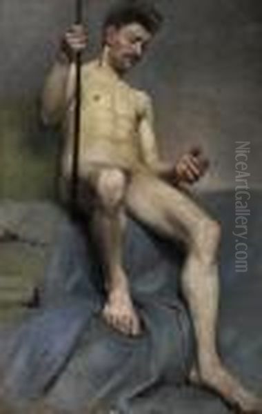 Male Nude Oil Painting by Theophile Alexandre Steinlen