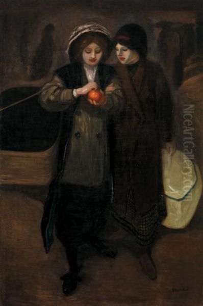 Elegantes A L'orange Oil Painting by Theophile Alexandre Steinlen