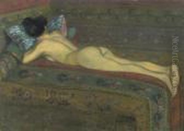 Reclining Figure. Oil Painting by Theophile Alexandre Steinlen