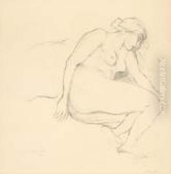 Female Nude Oil Painting by Theophile Alexandre Steinlen