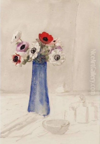 Vase D'anemones Oil Painting by Theophile Alexandre Steinlen