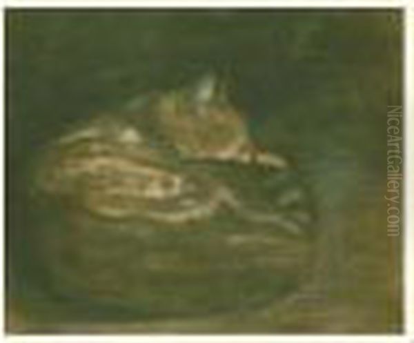 Le Chat Endormi Oil Painting by Theophile Alexandre Steinlen