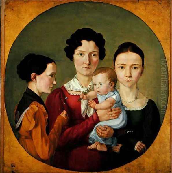 The Sisters Malvine 1811-85, Hermine 1801-52, Adelheid 1824-82 and Ida Speckter 1809-94, 1825 Oil Painting by Erwin Speckter