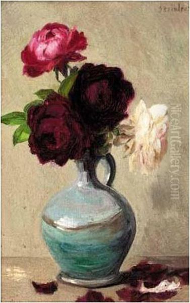 Vase De Fleurs Oil Painting by Theophile Alexandre Steinlen