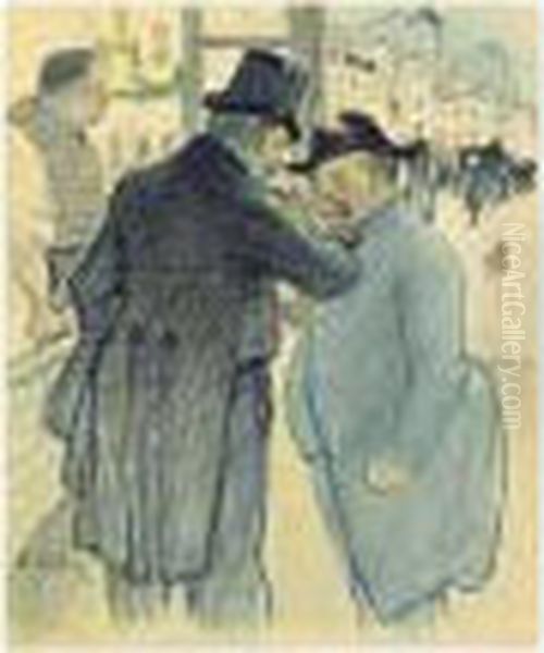 Au Bar Oil Painting by Theophile Alexandre Steinlen