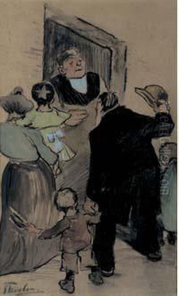 La Visite De Famille Oil Painting by Theophile Alexandre Steinlen