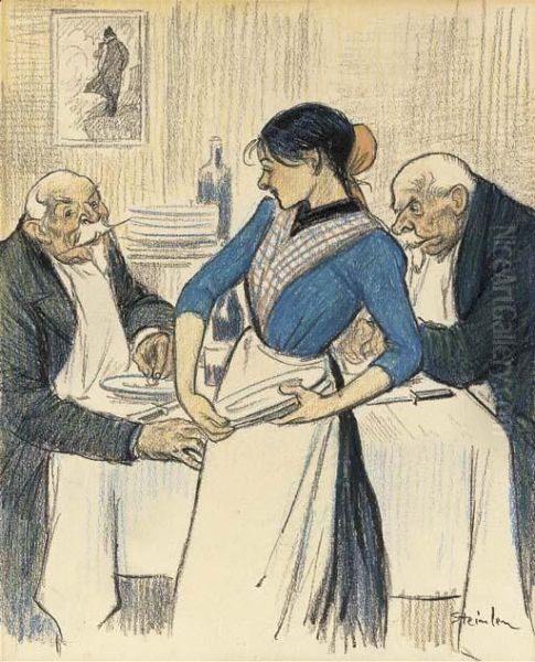 Bon Appetit Oil Painting by Theophile Alexandre Steinlen