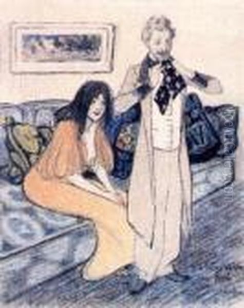 Couple Oil Painting by Theophile Alexandre Steinlen