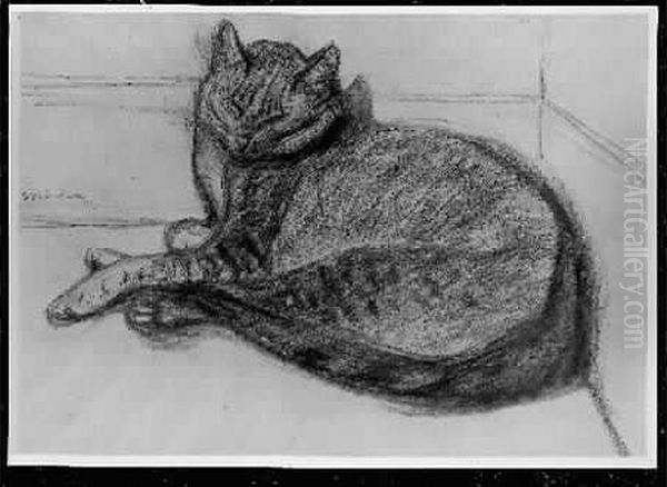 Le Repos Du Chat Oil Painting by Theophile Alexandre Steinlen