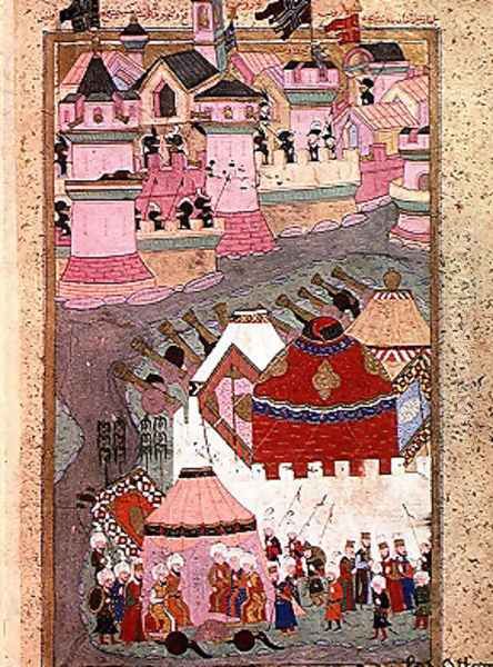 TSM H.1524 Siege of Vienna by Suleyman I 1494-1566 the Magnificent, in 1529, from the Hunername by Lokman, 1588 Oil Painting by I the Magnificent Suleyman