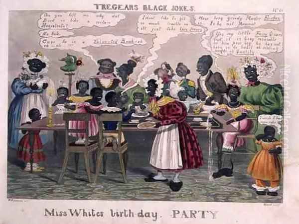 Miss Whites Birthday Party, from Tregears Black Jokes, by Hunt, published by T.S. Tregear, London, 1834 Oil Painting by W. Summers