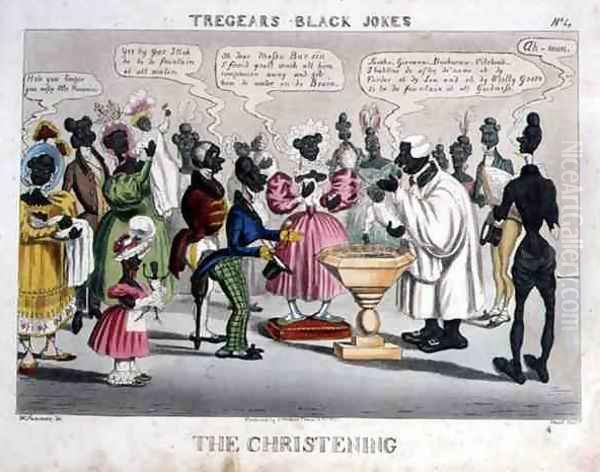 The Christening, from Tregears Black Jokes, aquatinted by Hunt, published by T.S. Tregear, London, 1834 Oil Painting by W. Summers