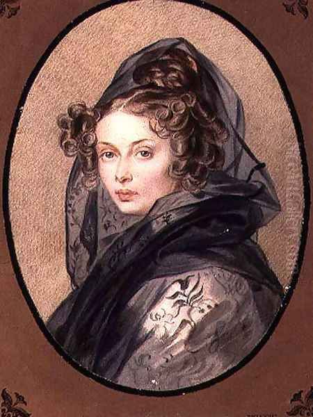 Portrait of Alexandra Grigorievna Muravyova 1804-32, 1825 Oil Painting by Pyotr Fyodorovich Sokolov