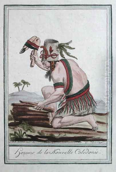 Native of New Caledonia, engraved by J. Laroque, 1796 Oil Painting by Sauveur, J.G.