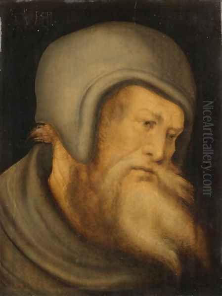 Head of a Bearded Man Apostle, 1511 Oil Painting by Hans the Younger Schaufelein