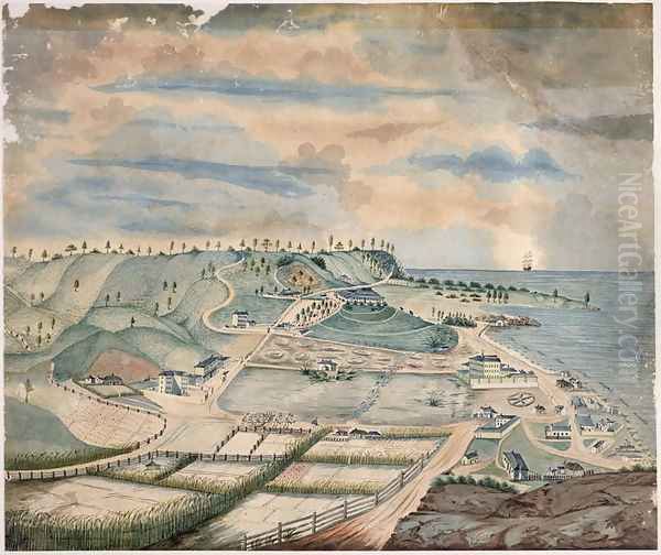 Settlement at Norfolk Island, c.1835 Oil Painting by Thomas Seller