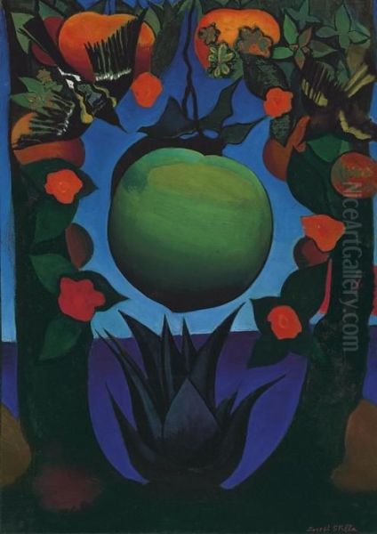 Green Apple Oil Painting by Joseph Stella